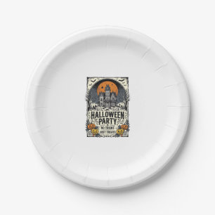 Vintage Halloween Party No Tricks Just Treats Desi Paper Plate