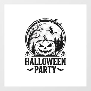 Vintage Halloween Party Pumpkin Witch Shirt Design Window Cling