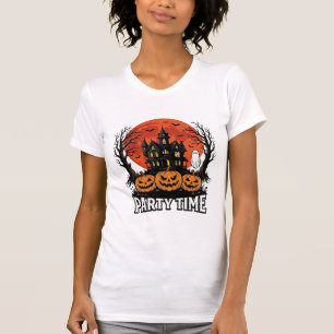 Vintage Halloween Party Time Ghost Pumpkin Shirt_1 T-Shirt
