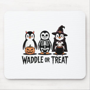 Vintage Halloween Penguin Trick Or Waddle Spooky  Mouse Pad