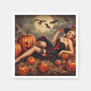 Vintage Halloween Pin Up Napkin