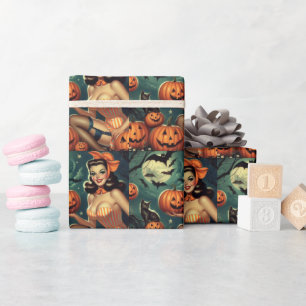 Vintage Halloween Pin Up Wrapping Paper