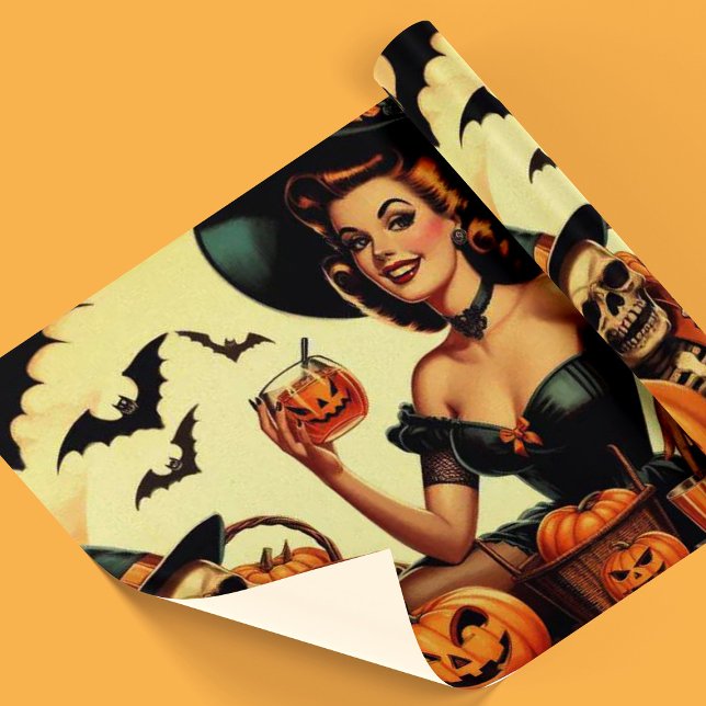Vintage Halloween Pin-Up Wrapping Paper (Creator Uploaded)