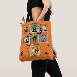 Vintage Halloween Postage Stamp Collection Tote Bag