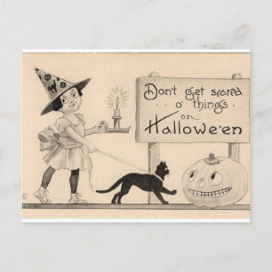 Vintage Halloween Postcard: Enchanting Night of Wi Postcard