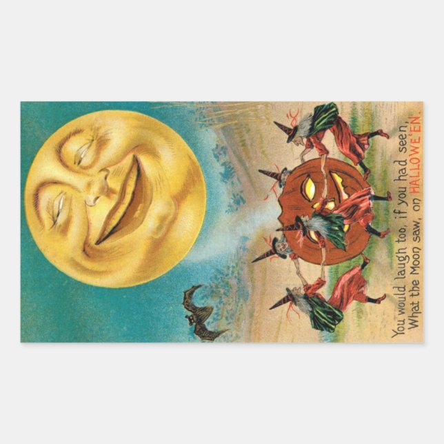 Vintage Halloween Postcard Sticker (Front)