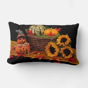 Vintage Halloween Pumpkin Autumn Lumbar Pillow
