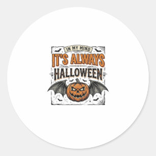Vintage Halloween Pumpkin Bat Typography Shirt Des Classic Round Sticker