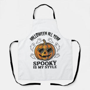 Vintage Halloween Pumpkin Ghost Engraving Shirt_1 Apron