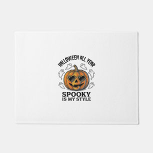Vintage Halloween Pumpkin Ghost Engraving Shirt_1 Doormat