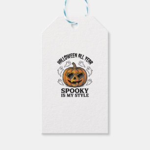 Vintage Halloween Pumpkin Ghost Engraving Shirt_1 Gift Tags