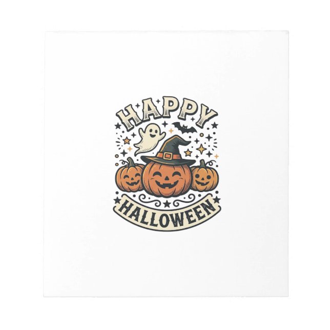 Vintage Halloween Pumpkin Ghost Shirt Design_1 Notepad (Front)