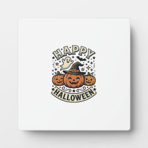 Vintage Halloween Pumpkin Ghost Shirt Design_1 Plaque