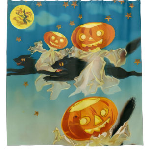 Vintage Halloween Pumpkin Ghosts and Black Cats
