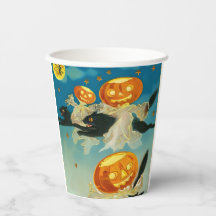Vintage Halloween Pumpkin Ghosts and Black Cats