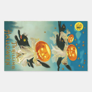 Vintage Halloween Pumpkin Ghosts and Black Cats Sticker