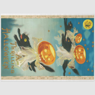 Vintage Halloween Pumpkin Ghosts and Black Cats Tissue Paper