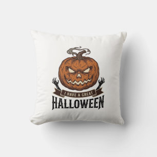 Vintage Halloween Pumpkin Gothic Shirt Design_1 Throw Pillow