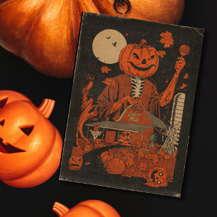 Vintage Halloween Pumpkin Head King Farm
