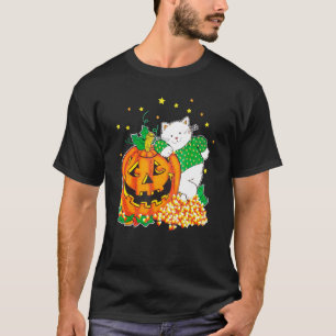 Vintage Halloween Pumpkin Kitten Cat  Candy Corn T-Shirt