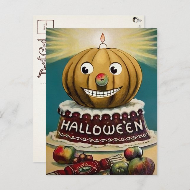 Vintage Halloween Pumpkin Postcard (Front/Back)