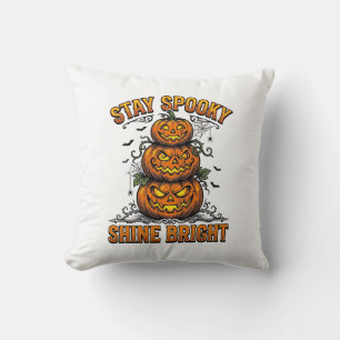 Vintage Halloween Pumpkin Spooky Bright Shirt Desi Throw Pillow