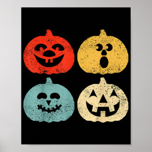 Vintage Halloween Pumpkin Women, Men, Kids, Funny Poster