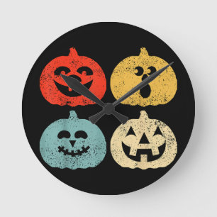 Vintage Halloween Pumpkin Women, Men, Kids, Funny  Round Clock