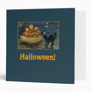 Vintage Halloween Pumpkins Black Cat Binder