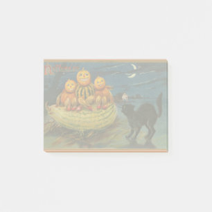 Vintage Halloween Pumpkins Black Cat Post-it Notes