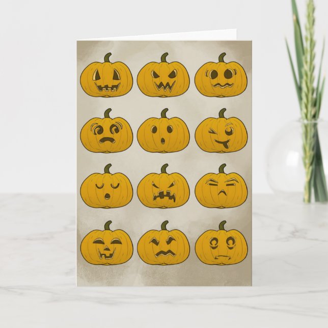 Vintage Halloween Pumpkins Folded Card (Front)