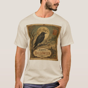 Vintage Halloween Raven Postcard T-Shirt