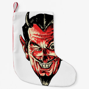 Vintage Halloween Red Devil Head Small Christmas Stocking
