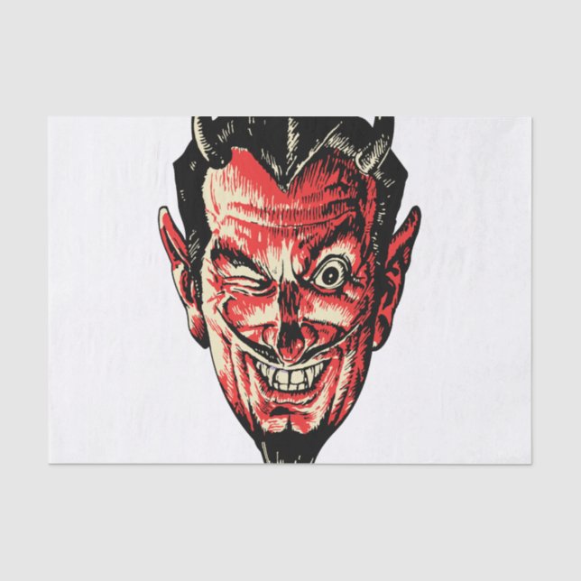 Vintage Halloween Red Devil Head Tissue Paper (Front)