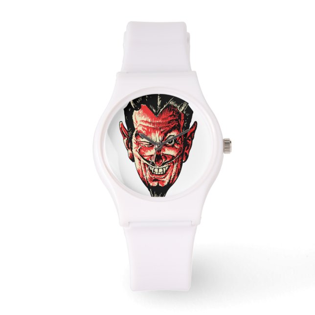 Vintage Halloween Red Devil Head Watch (Front)