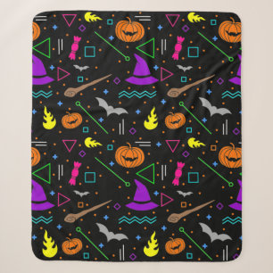 vintage halloween retro memphis 1980s sherpa blanket