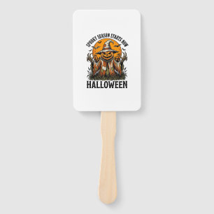 Vintage Halloween Scarecrow Pumpkin Witch Shirt_1 Hand Fan