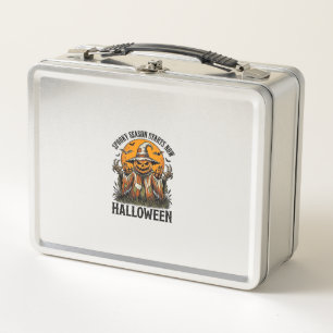 Vintage Halloween Scarecrow Pumpkin Witch Shirt_1 Metal Lunch Box