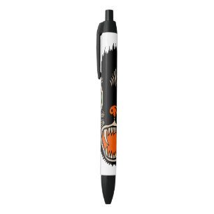 Vintage Halloween Scared Black Cat Black Ink Pen