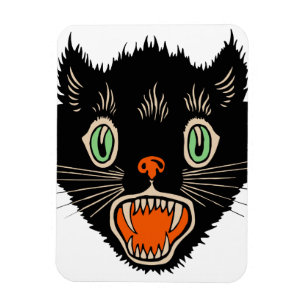 Vintage Halloween Scared Black Cat Magnet