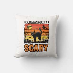 Vintage Halloween Scary Cat Witch Shirt Design_1 Throw Pillow