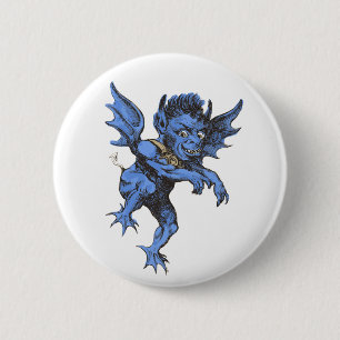 Vintage Halloween, Scary Evil Gargoyle Demon 2 Inch Round Button