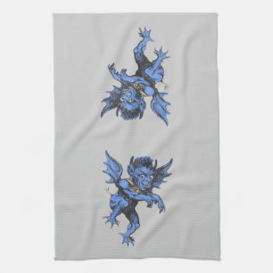 Vintage Halloween, Scary Evil Gargoyle Demon Kitchen Towel