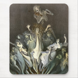 Vintage Halloween, Scary Ghosts and Skeleton Music Mouse Pad