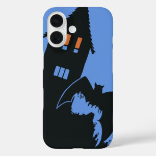 Vintage Halloween, Scary Haunted House and Witch iPhone 16 Case