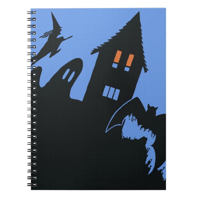 Vintage Halloween, Scary Haunted House and Witch Notebook (Front)