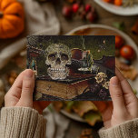 Vintage Halloween Scene Decoupage Skull Ephemera  Postcard<br><div class="desc">This design may be personalized by choosing the Edit Design option. You may also transfer onto other items. Contact me at colorflowcreations@gmail.com or use the chat option at the top of the page if you wish to have this design on another product or need assistance with this design. See more...</div>