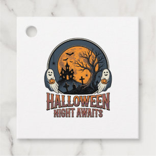Vintage Halloween Scene Engraved Moon Ghost Shirt_ Favour Tags
