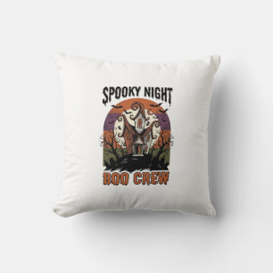 Vintage Halloween Shirt Boo Night Haunted House Ar Throw Pillow