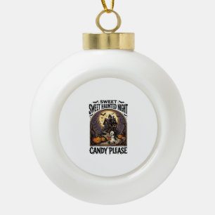 Vintage Halloween Shirt Candy Night Haunted House_ Ceramic Ball Christmas Ornament